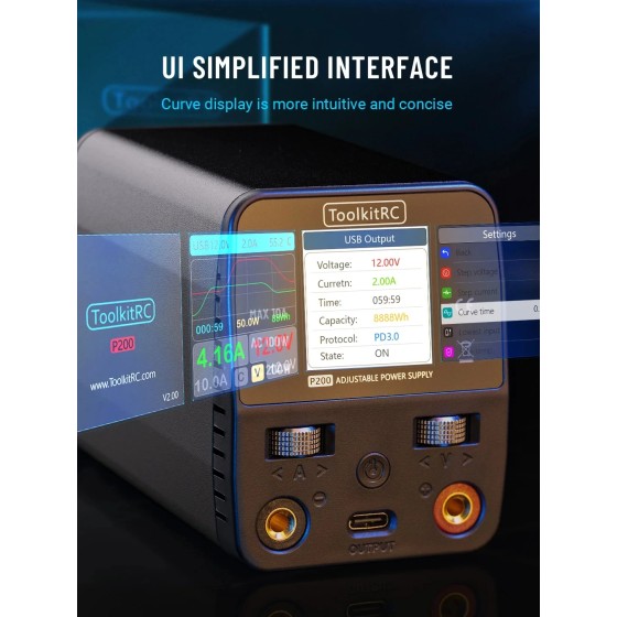 Wholesale ToolkitRC P200 V2 Mini 30V AC100W DC200W 10A GaN Adjustable Mini Desktop Power Supply USB Output